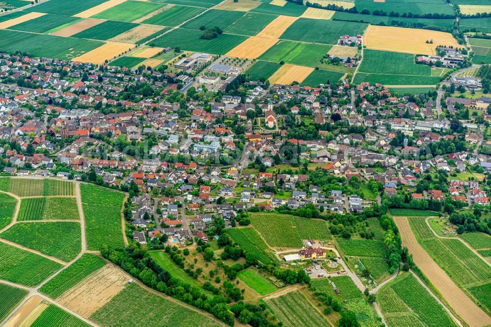 Aerial photograph Heitersheim - City area with outside districts and inner city area in Heitersheim in the state Baden-Wuerttemberg, Germany