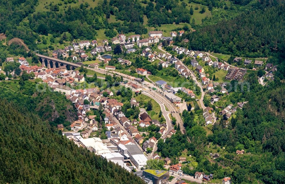 Aerial image Hornberg - City area with outside districts and inner city area in Hornberg in the state Baden-Wuerttemberg, Germany