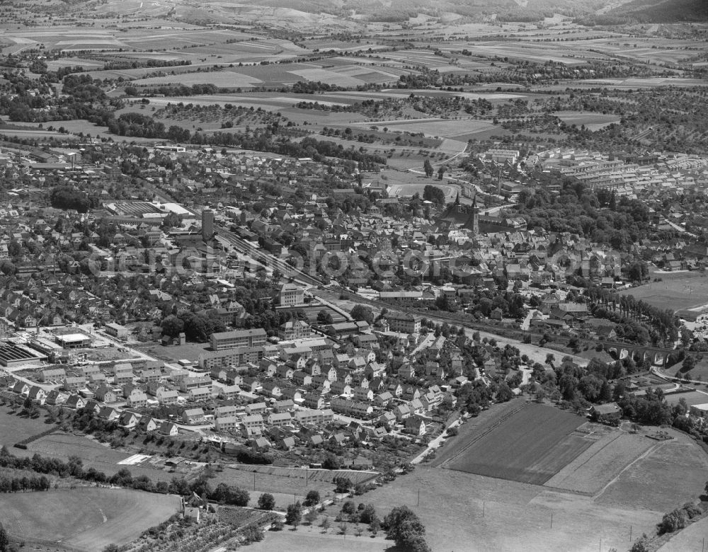 Aerial photograph Öhringen - City area with outside districts and inner city area in Oehringen in the state Baden-Wuerttemberg, Germany