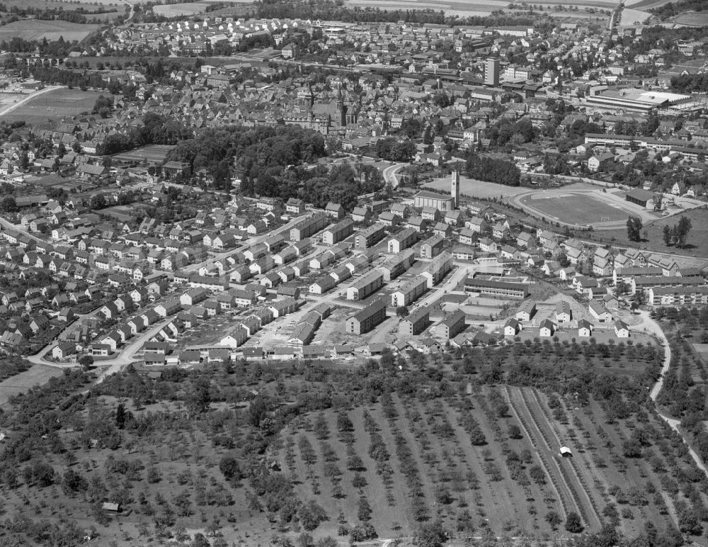 Öhringen from the bird's eye view: City area with outside districts and inner city area in Oehringen in the state Baden-Wuerttemberg, Germany