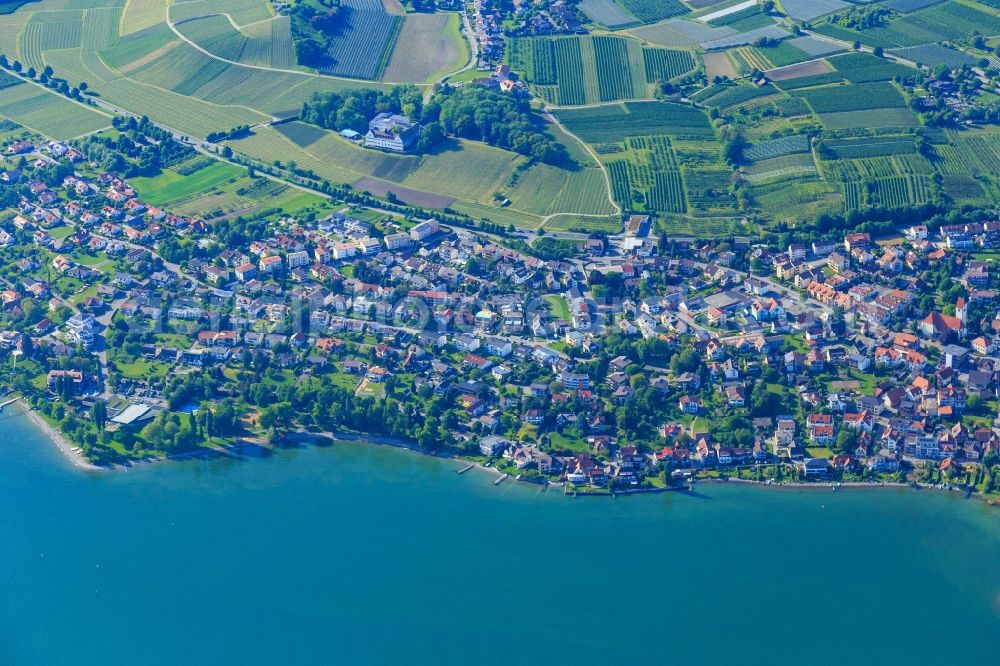 Immenstaad am Bodensee from above - City area with outside districts and inner city area in Immenstaad am Bodensee in the state Baden-Wurttemberg, Germany