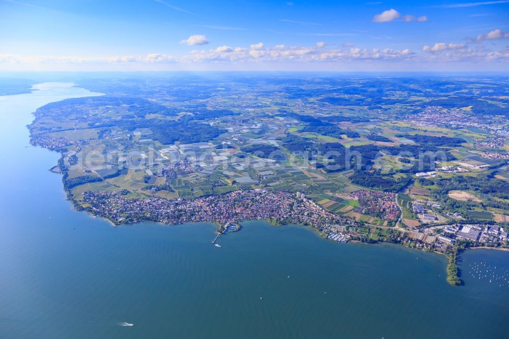 Immenstaad am Bodensee from the bird's eye view: City area with outside districts and inner city area in Immenstaad am Bodensee in the state , Germany