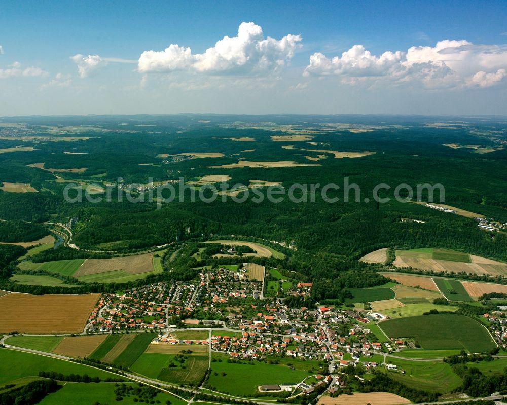 Aerial photograph Inzigkofen - City area with outside districts and inner city area in Inzigkofen in the state Baden-Wuerttemberg, Germany