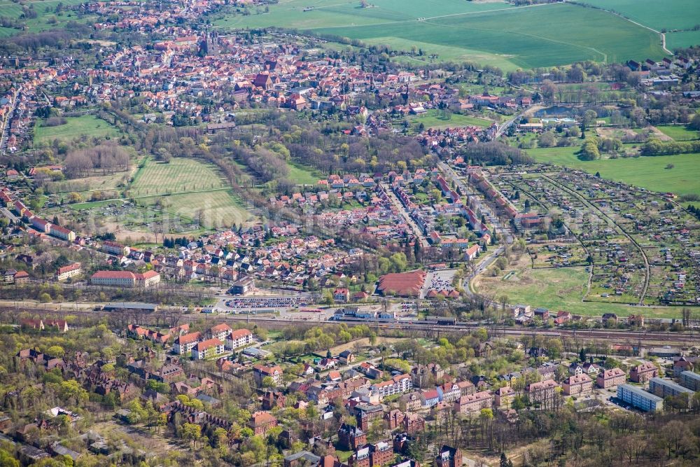 Jüterbog from the bird's eye view: City area with outside districts and inner city area in Jueterbog in the state Brandenburg, Germany