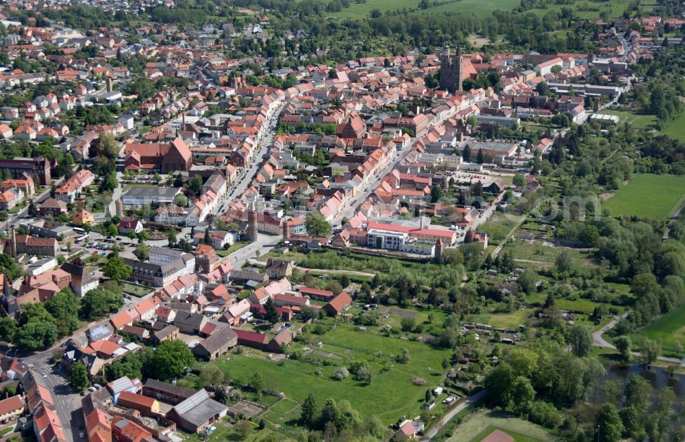 Aerial image Jüterbog - City area with outside districts and inner city area in Jueterbog in the state Brandenburg, Germany