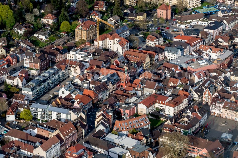 Aerial image Lahr/Schwarzwald - City area with outside districts and inner city area in Lahr/Schwarzwald in the state Baden-Wuerttemberg, Germany