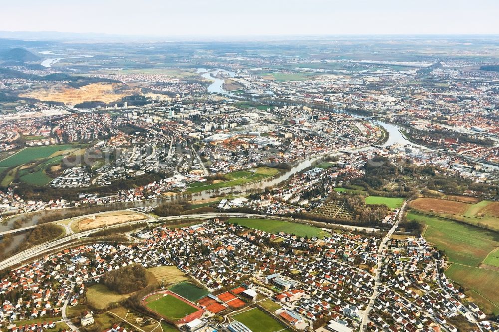 Lappersdorf from the bird's eye view: City area with outside districts and inner city area in Lappersdorf in the state Bavaria, Germany