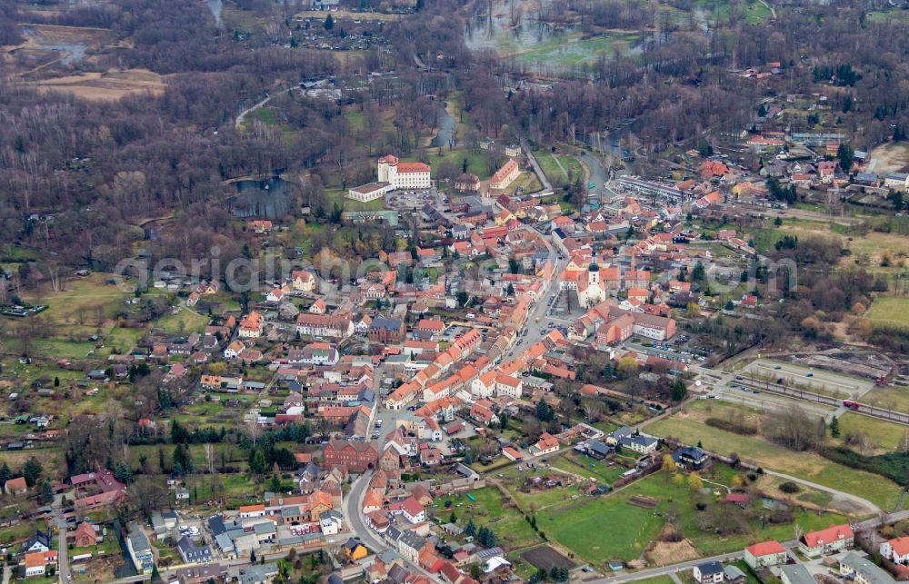 Lübbenau/Spreewald from the bird's eye view: City area with outside districts and inner city area in Luebbenau/Spreewald in the state Brandenburg, Germany