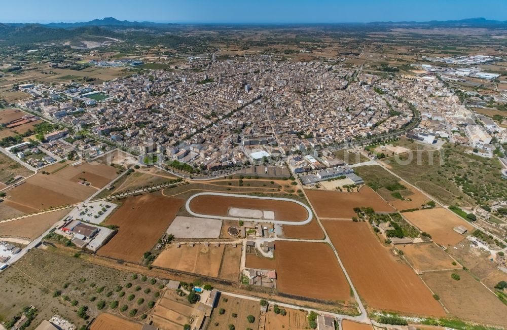 Aerial photograph Manacor - City area with outside districts and inner city area in Manacor in Balearische Insel Mallorca, Spain