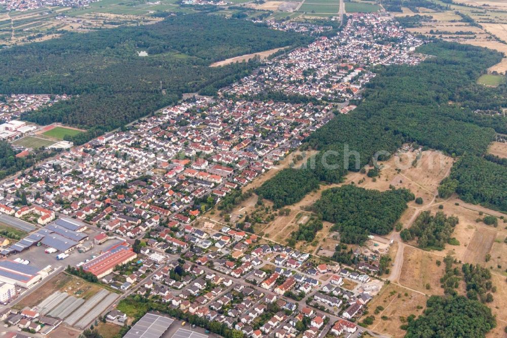 Maxdorf from above - City area with outside districts and inner city area in Maxdorf in the state Rhineland-Palatinate, Germany