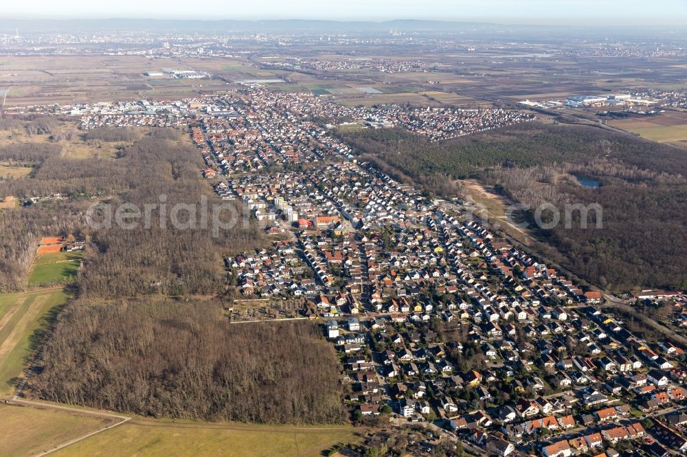 Aerial photograph Maxdorf - City area with outside districts and inner city area in Maxdorf in the state Rhineland-Palatinate, Germany