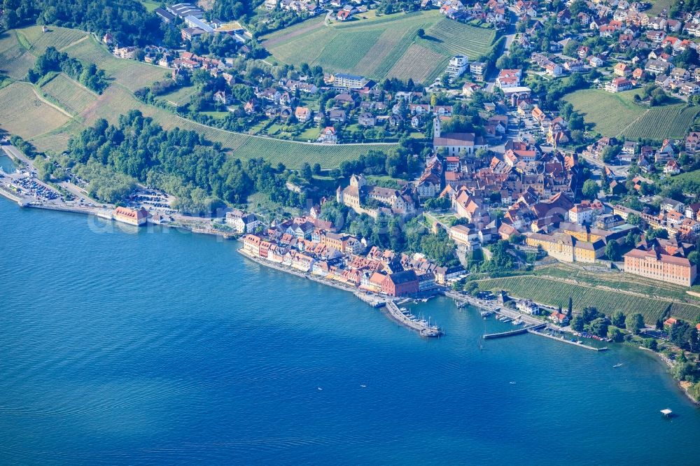 Meersburg from the bird's eye view: City area with outside districts and inner city area in Meersburg in the state Baden-Wurttemberg, Germany