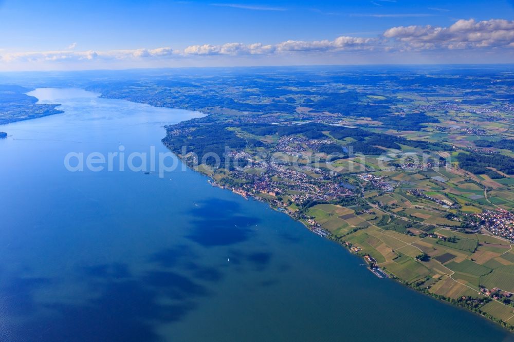 Aerial image Meersburg - City area with outside districts and inner city area in Meersburg in the state Baden-Wurttemberg, Germany