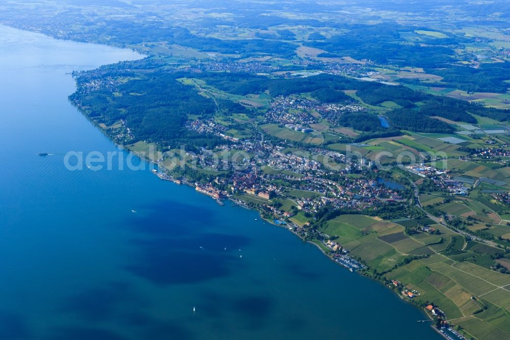 Aerial photograph Meersburg - City area with outside districts and inner city area in Meersburg in the state Baden-Wurttemberg, Germany