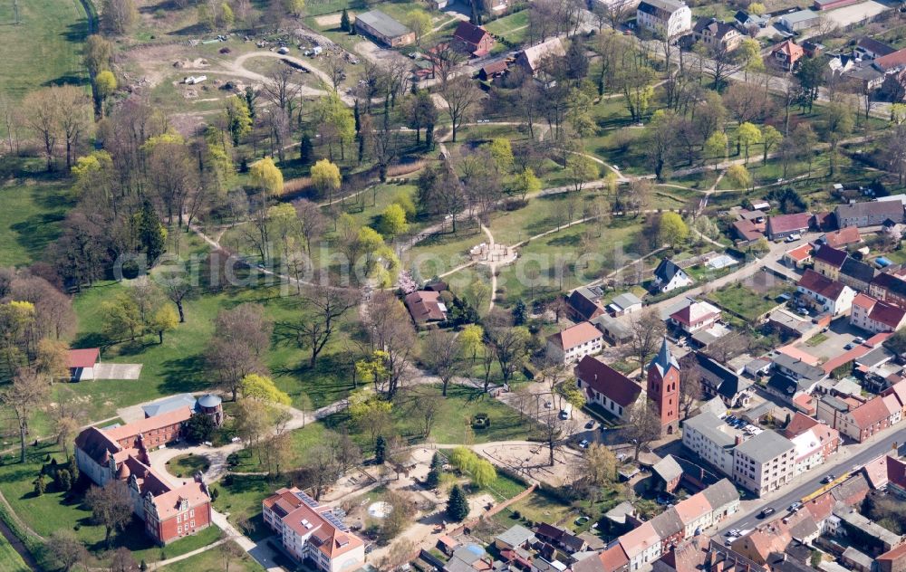 Aerial image Meyenburg - City area with outside districts and inner city area in Meyenburg in the state Brandenburg, Germany