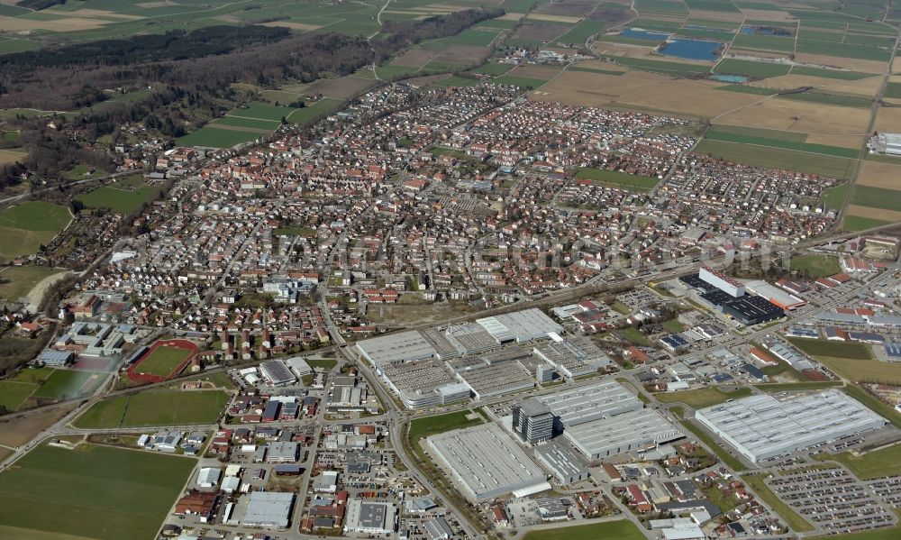 Aerial photograph Mindelheim - City area with outside districts and inner city area in Mindelheim in the state Bavaria, Germany