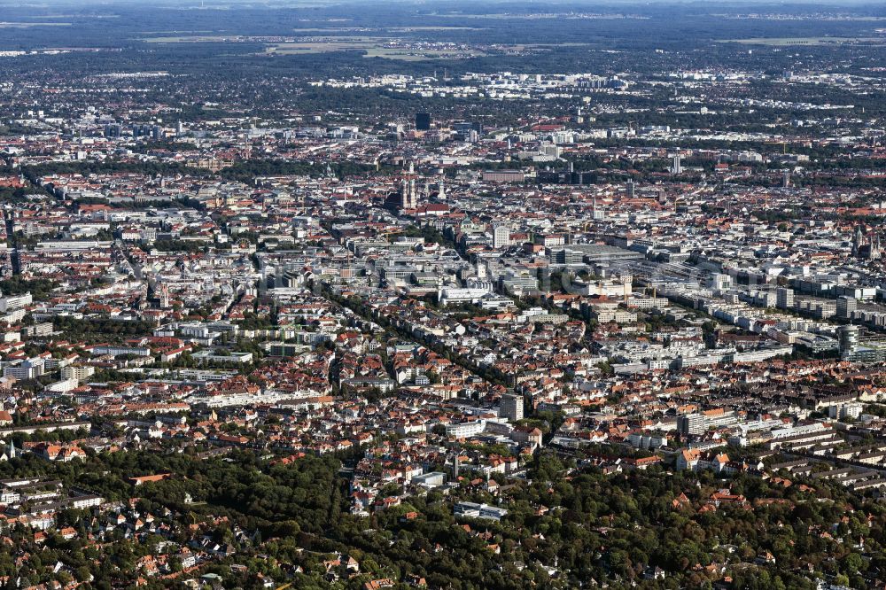 Aerial image München - City area with outside districts and inner city area in Munich in the state Bavaria, Germany