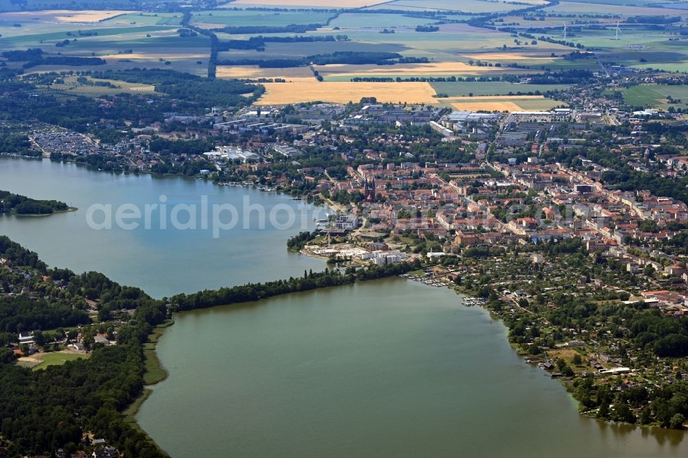 Aerial image Neuruppin - City area with outside districts and inner city area in Neuruppin in the state Brandenburg, Germany