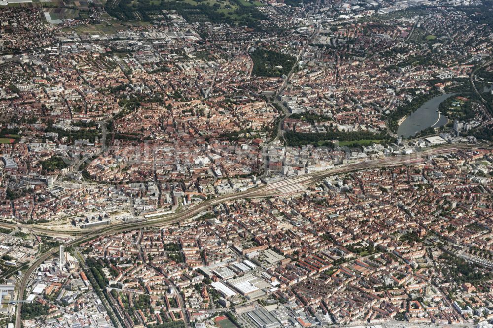 Nürnberg from the bird's eye view: City area with outside districts and inner city area in Nuremberg in the state Bavaria, Germany