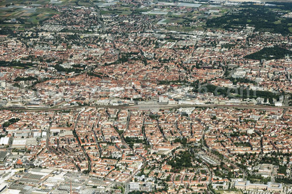 Aerial image Nürnberg - City area with outside districts and inner city area in Nuremberg in the state Bavaria, Germany