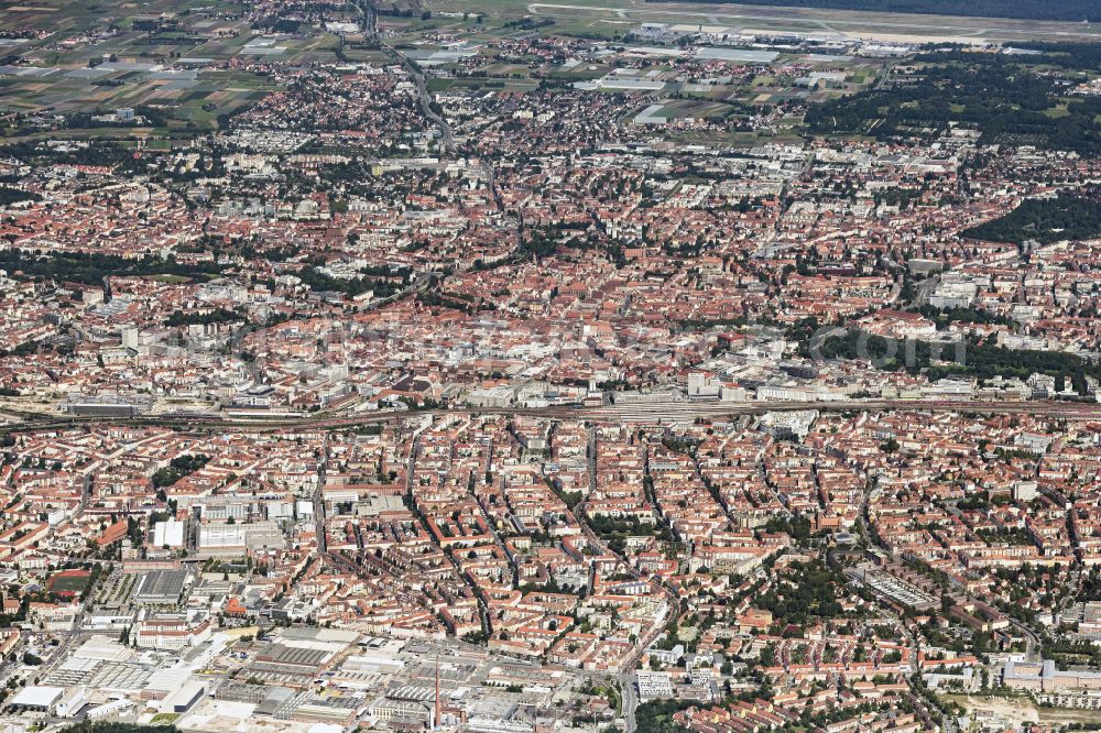 Nürnberg from the bird's eye view: City area with outside districts and inner city area in Nuremberg in the state Bavaria, Germany