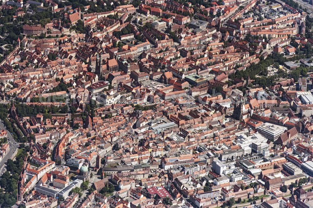 Aerial photograph Nürnberg - City area with outside districts and inner city area in Nuremberg in the state Bavaria, Germany