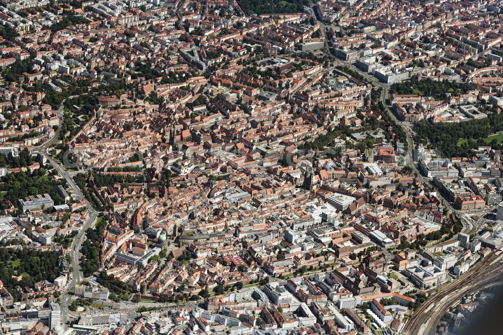 Nürnberg from above - City area with outside districts and inner city area in Nuremberg in the state Bavaria, Germany