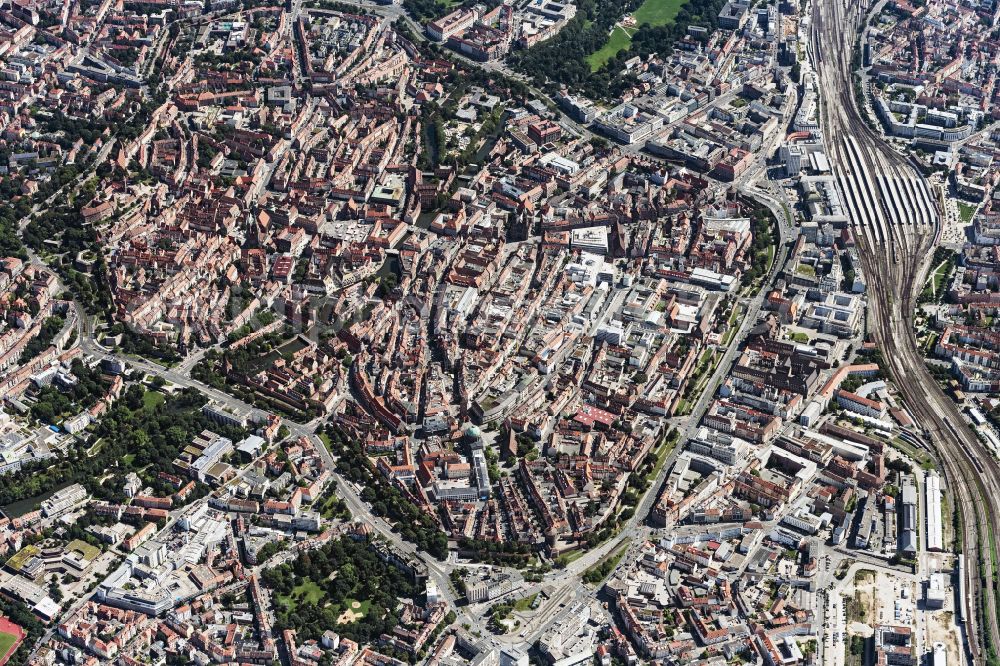 Nürnberg from the bird's eye view: City area with outside districts and inner city area in Nuremberg in the state Bavaria, Germany