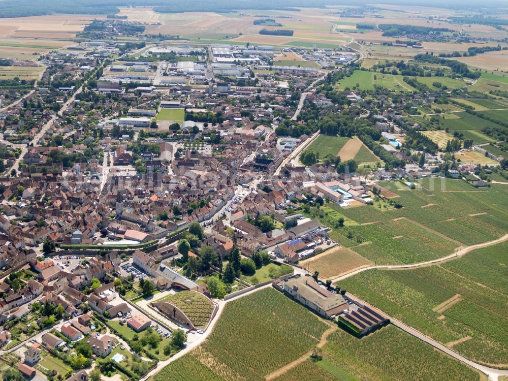 Aerial photograph Nuits-Saint-Georges - City area with outside districts and inner city area in Nuits-Saint-Georges in Bourgogne Franche-Comte, France