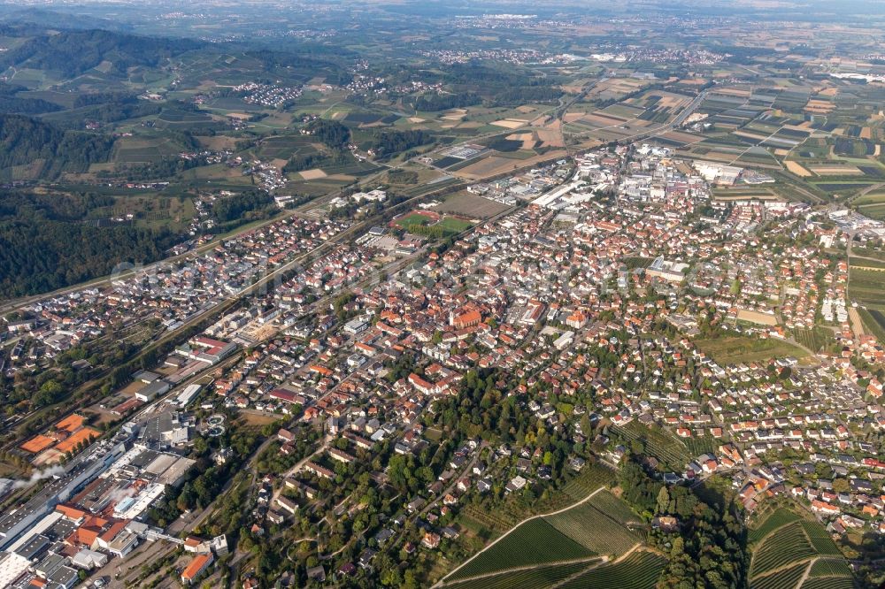 Aerial image Oberkirch - City area with outside districts and inner city area in Oberkirch in the state Baden-Wuerttemberg, Germany