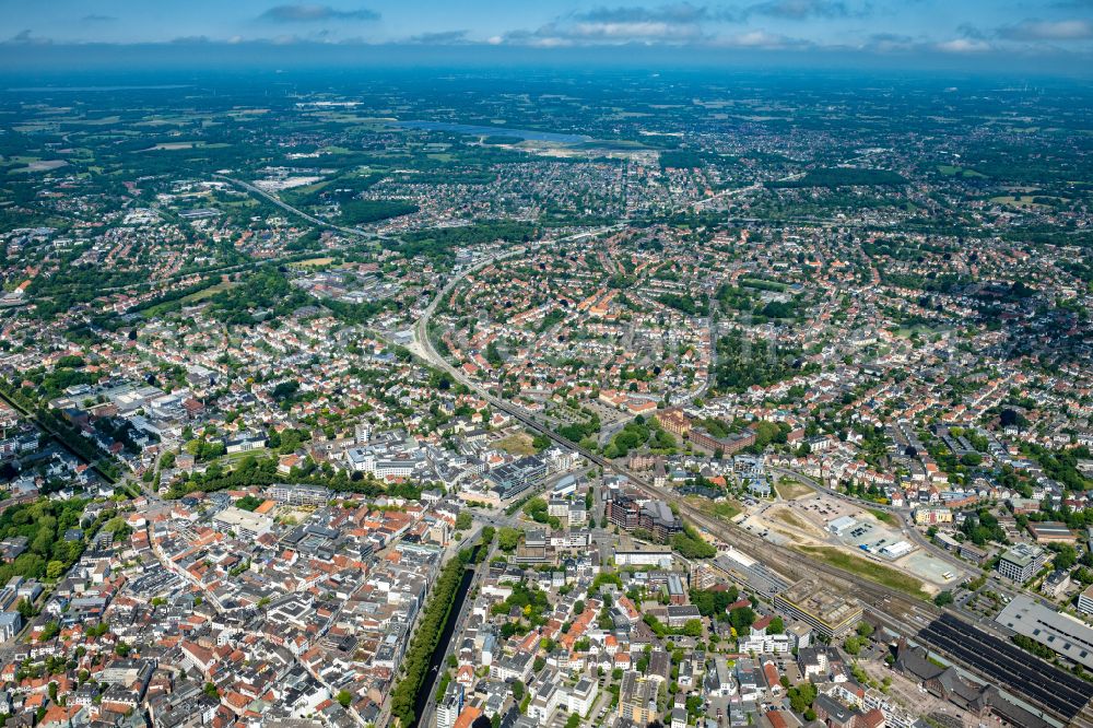 Oldenburg from above - City area with outside districts and inner city area in Oldenburg in the state Lower Saxony, Germany