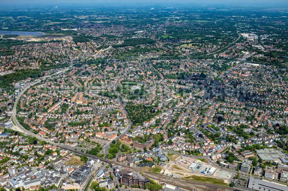 Oldenburg from the bird's eye view: City area with outside districts and inner city area in Oldenburg in the state Lower Saxony, Germany