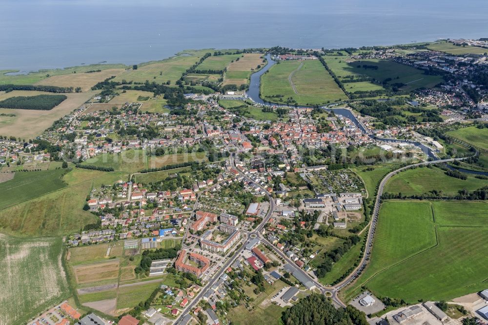 Aerial image Ueckermünde - City area with outside districts and inner city area in the district Ueckermuende in Ueckermuende in the state Mecklenburg - Western Pomerania