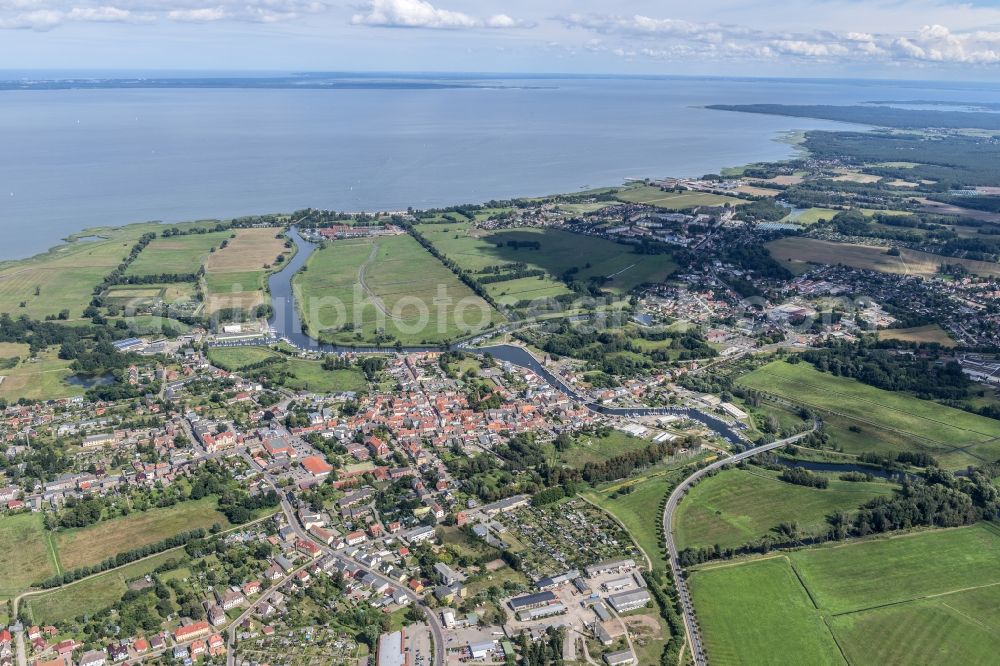 Ueckermünde from the bird's eye view: City area with outside districts and inner city area in the district Ueckermuende in Ueckermuende in the state Mecklenburg - Western Pomerania