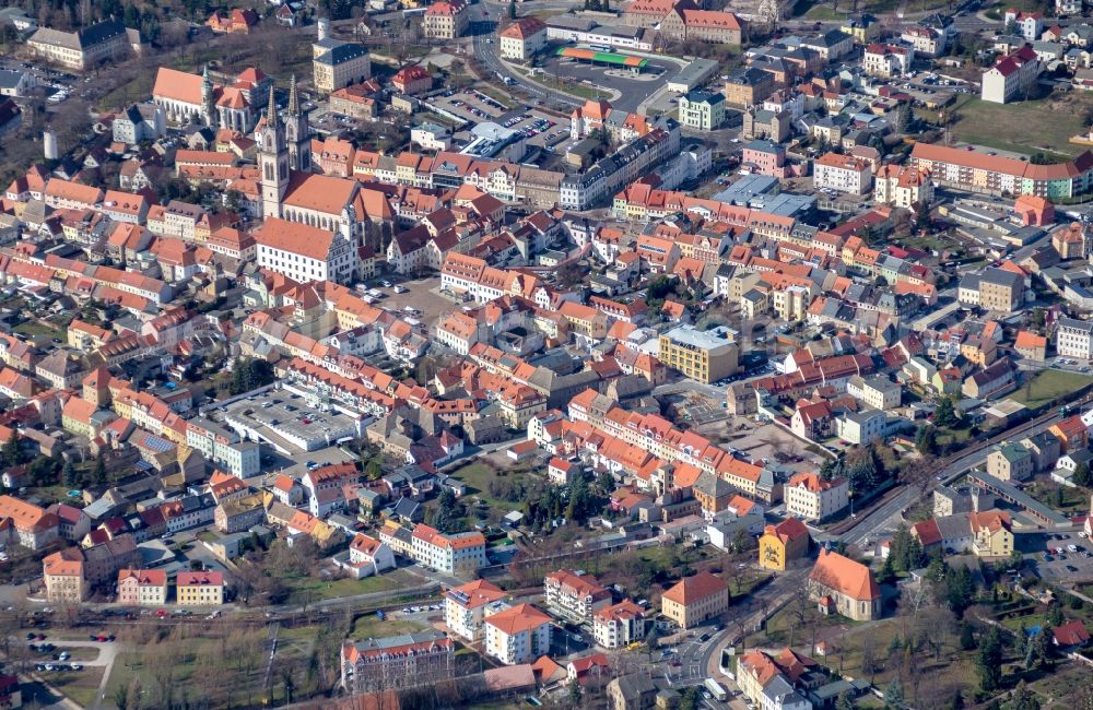 Aerial image Oschatz - City area with outside districts and inner city area in Oschatz in the state Saxony, Germany