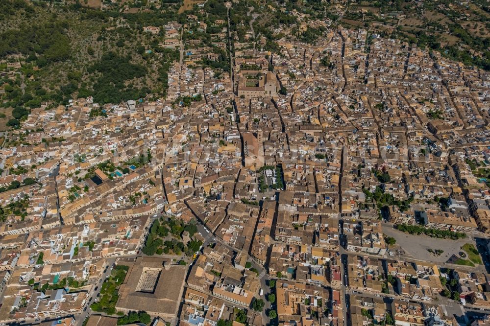 Aerial photograph Pollenca - City area with outside districts and inner city area in Pollenca in Balearische Insel Mallorca, Spain