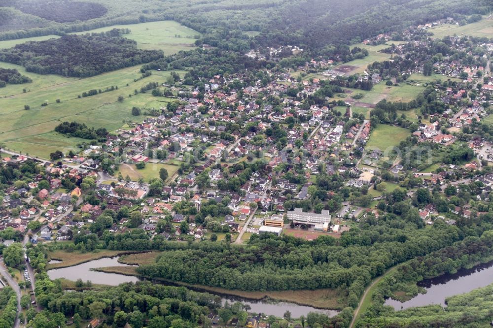 Prerow from the bird's eye view: City area with outside districts and inner city area in Prerow in the state Mecklenburg - Western Pomerania, Germany