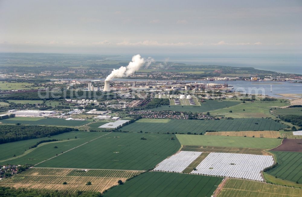 Aerial image Rostock - City area with outside districts and inner city area in Rostock in the state Mecklenburg - Western Pomerania, Germany