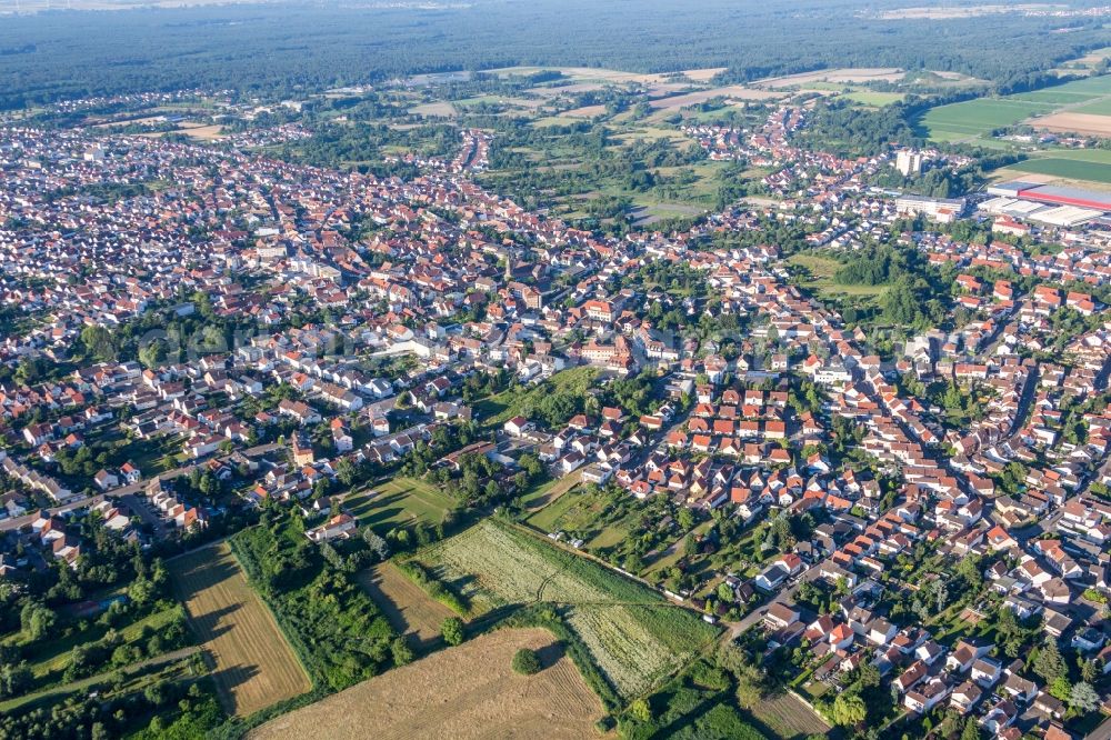 Schifferstadt from above - City area with outside districts and inner city area in Schifferstadt in the state Rhineland-Palatinate, Germany