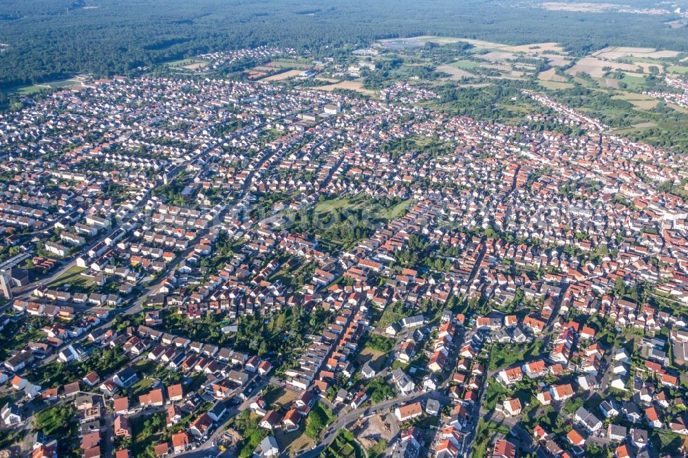 Aerial image Schifferstadt - City area with outside districts and inner city area in Schifferstadt in the state Rhineland-Palatinate, Germany