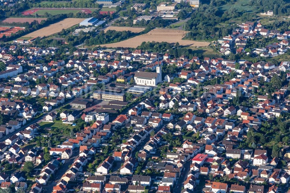 Aerial photograph Schifferstadt - City area with outside districts and inner city area in Schifferstadt in the state Rhineland-Palatinate, Germany