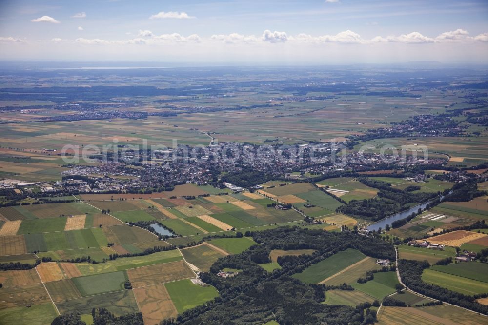 Schwabmünchen from the bird's eye view: City area with outside districts and inner city area in Schwabmuenchen in the state Bavaria, Germany