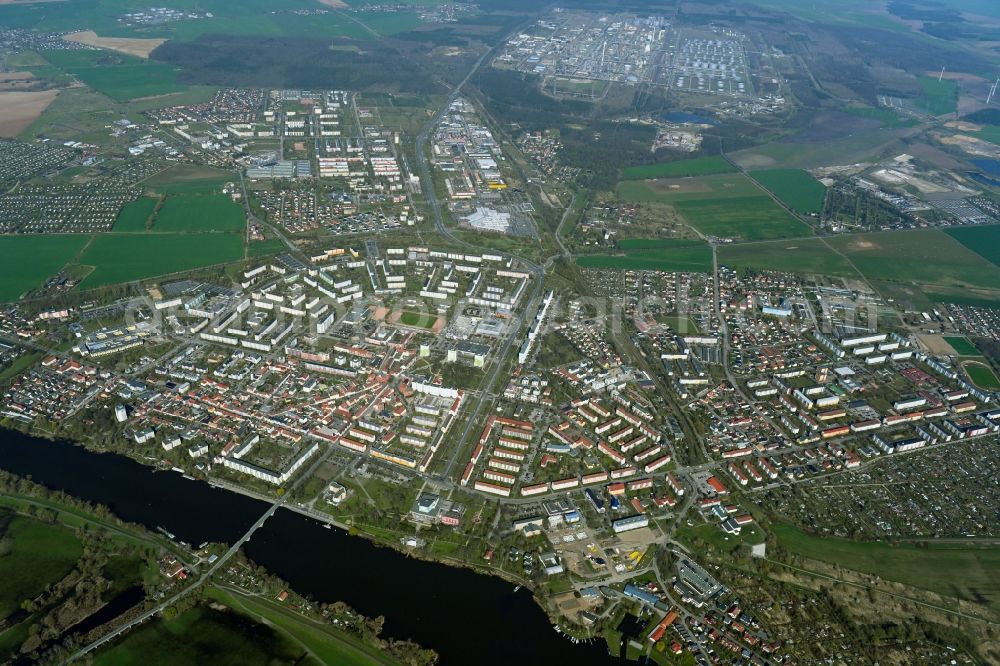 Aerial photograph Schwedt/Oder - City area with outside districts and inner city area in Schwedt/Oder in the state Brandenburg, Germany