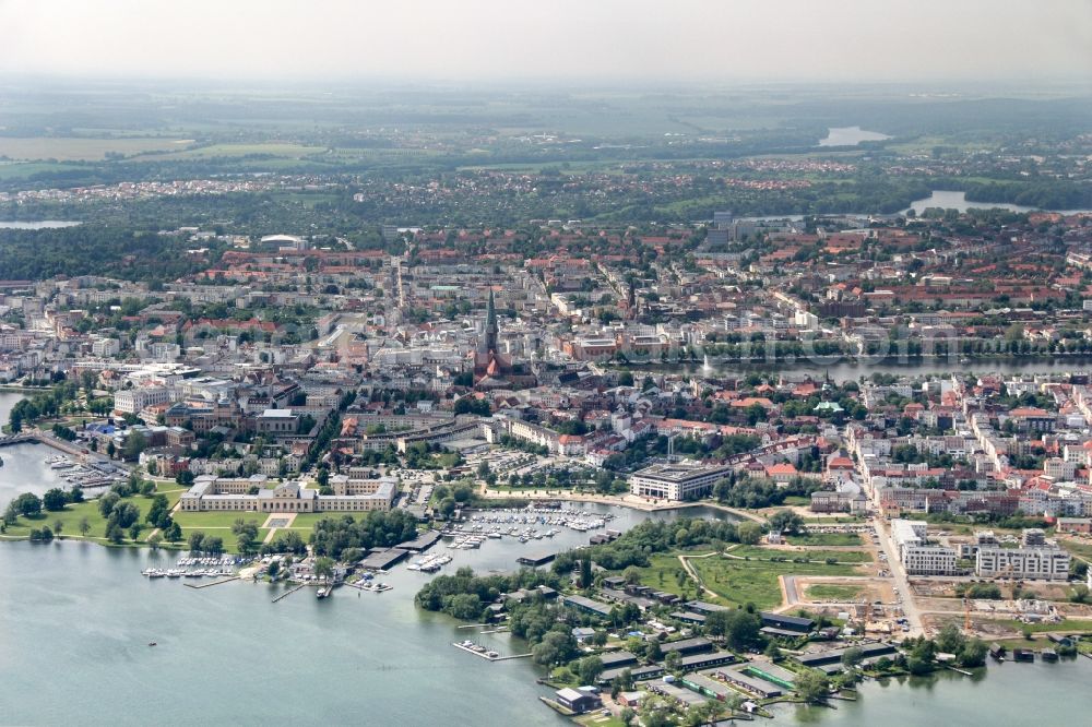 Schwerin from above - City area with outside districts and inner city area in Schwerin in the state Mecklenburg - Western Pomerania, Germany