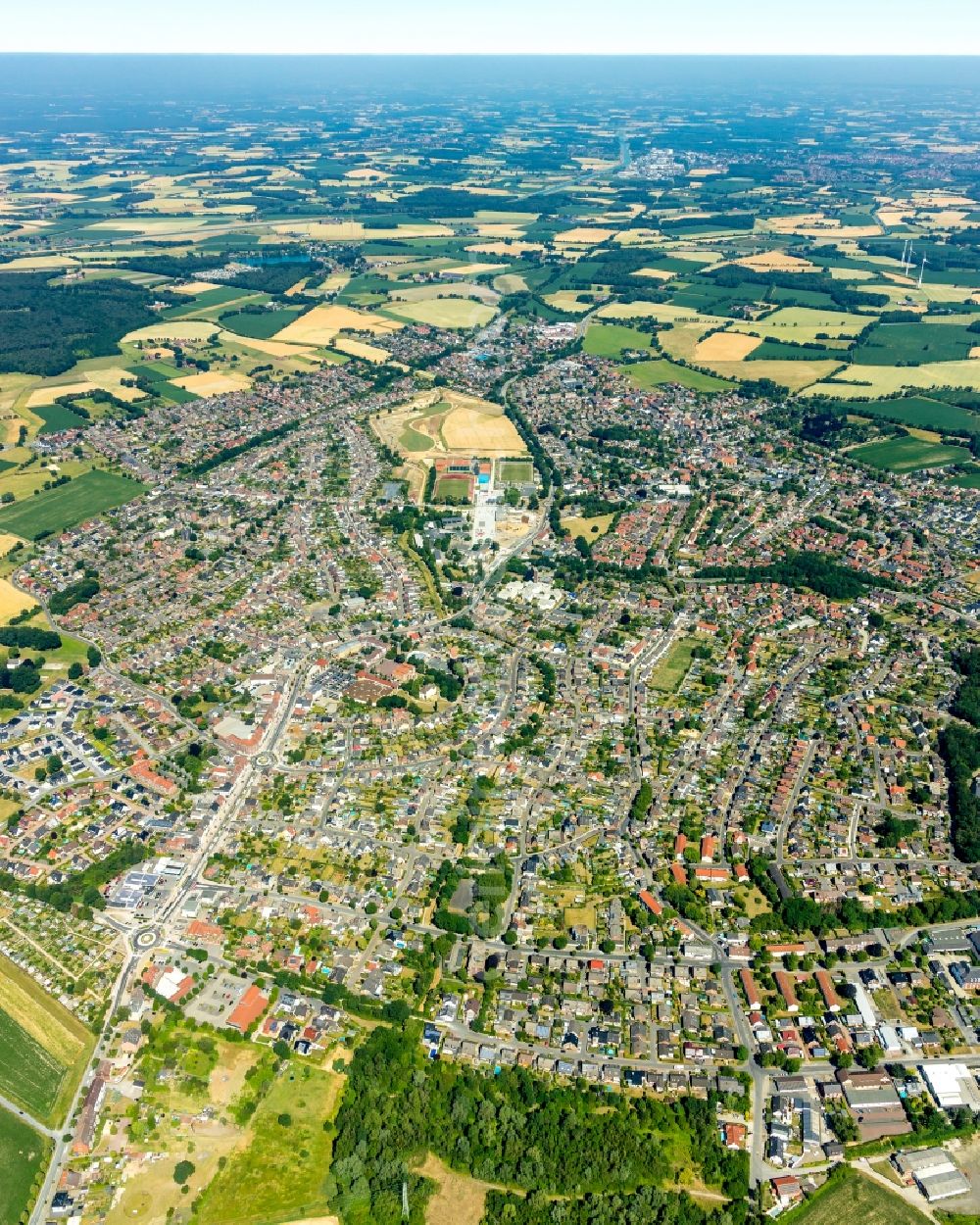 Aerial image Selm - City area with outside districts and inner city area in Selm in the state North Rhine-Westphalia, Germany