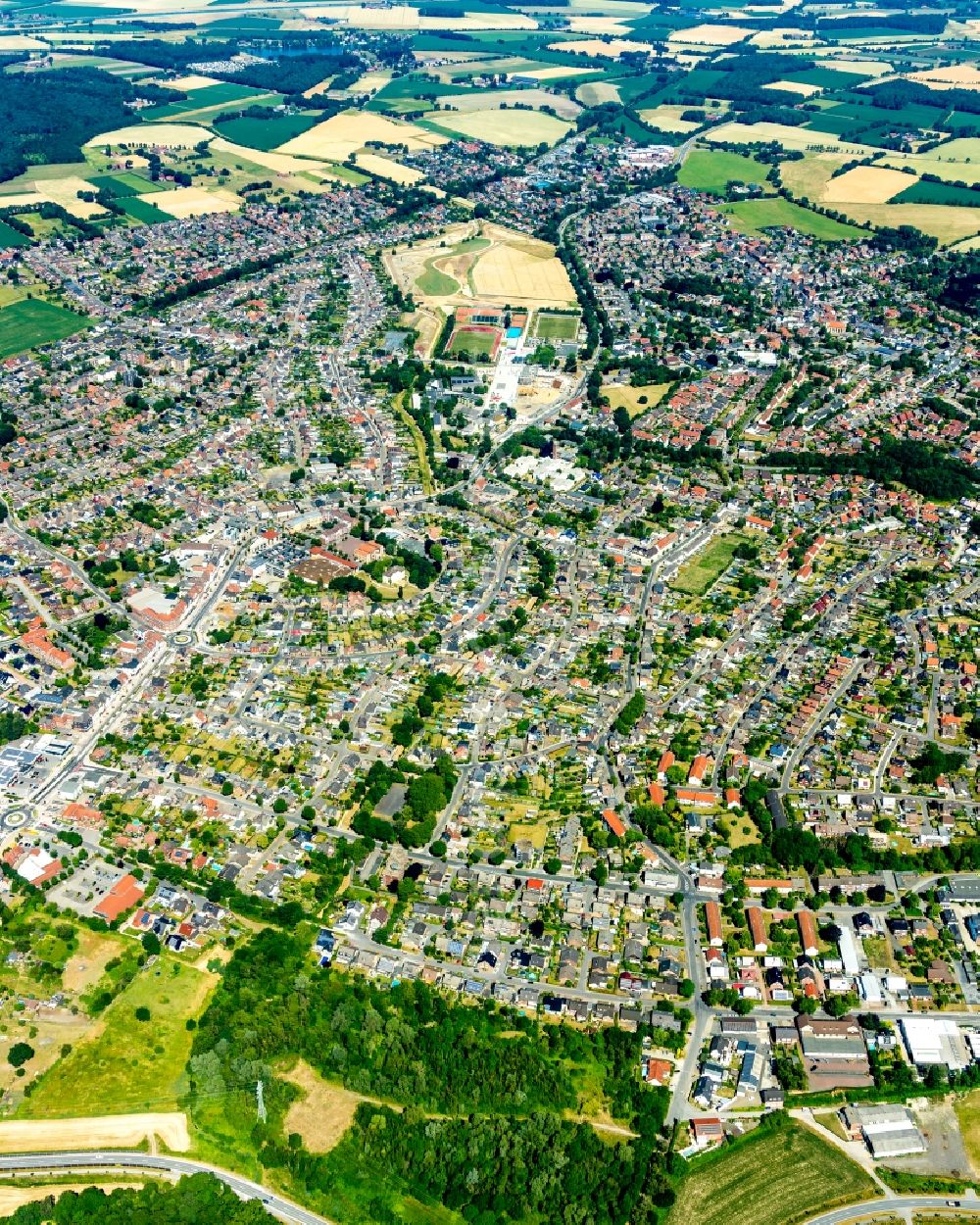 Aerial image Selm - City area with outside districts and inner city area in Selm in the state North Rhine-Westphalia, Germany