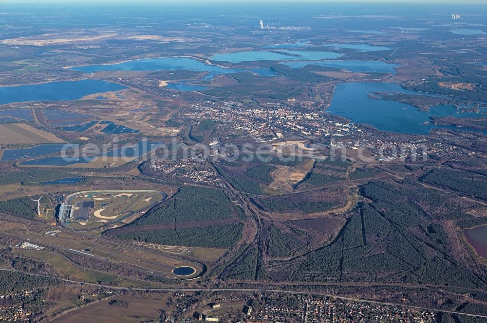 Aerial photograph Senftenberg - City area with outside districts and inner city area in Senftenberg in the state Brandenburg, Germany