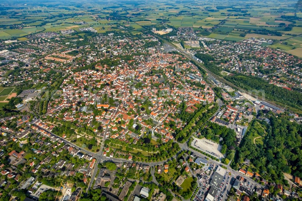 Soest from the bird's eye view: City area with outside districts and inner city area in Soest in the state North Rhine-Westphalia, Germany