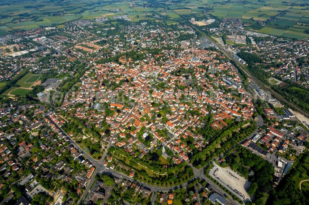 Aerial photograph Soest - City area with outside districts and inner city area in Soest in the state North Rhine-Westphalia, Germany