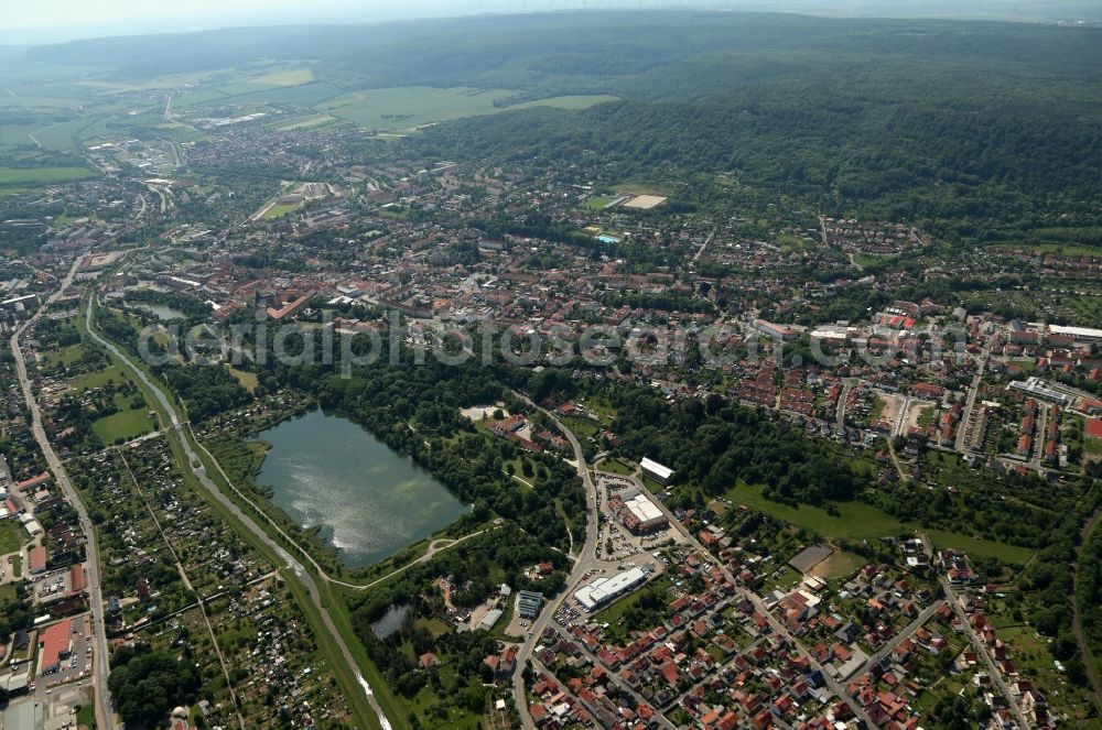 Sondershausen from above - City area with outside districts and inner city area in Sondershausen in the state Thuringia, Germany